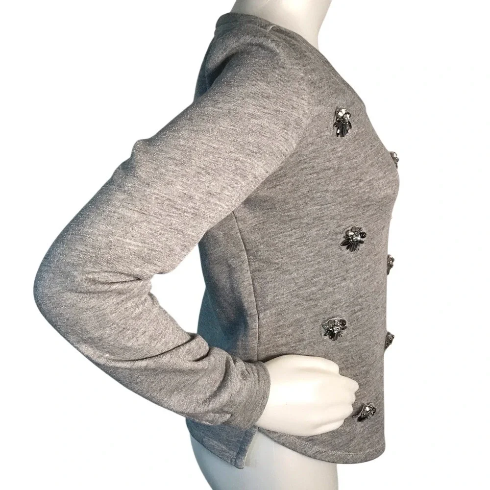 LILKA GREY LONG SLEEVE SWEATER WITH‎ RHINESTONES